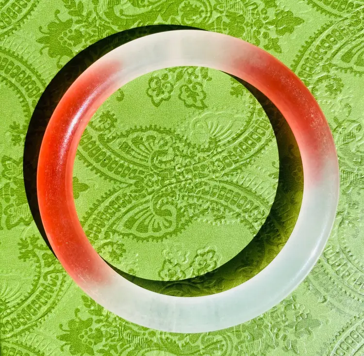 Natural Watermelon White Jade Bangle