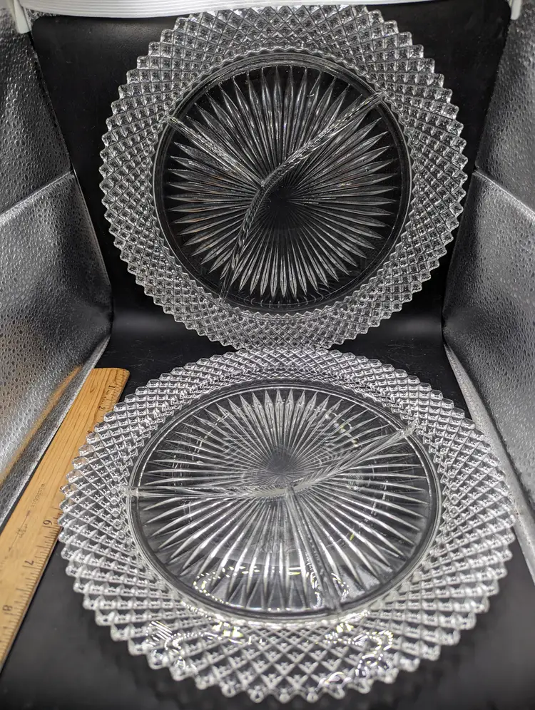 Vintage Lot of 2 Anchor Hocking Miss America Divided Grill Plates