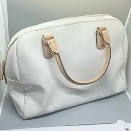 Michael Kors COA Cream Patent Leather Satchel With Ran Leather Handles