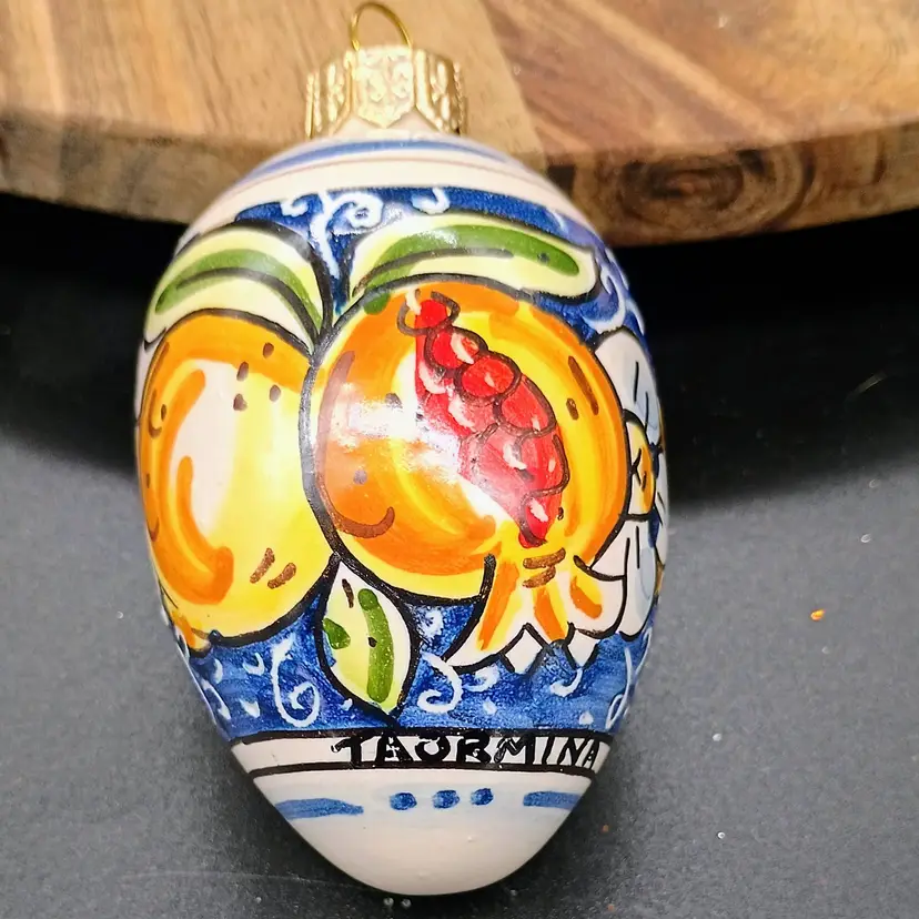 Deruta Pottery Italy Hand Made Pottery Tear Drop Ornament Signed