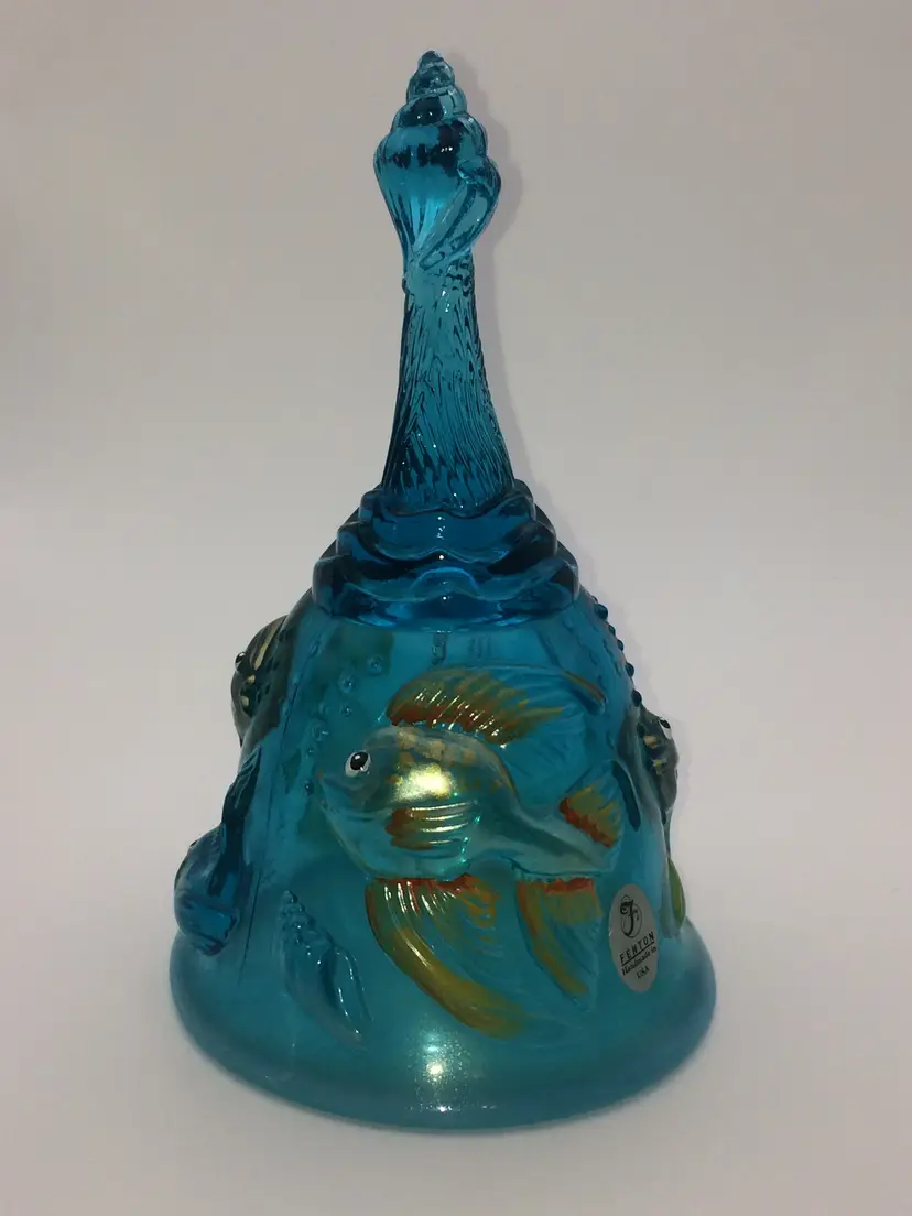 UV Reactive Fenton Atlantis Hand Painted Bell 6 3/4" tall x 4 1/2" wide. Signed and Stickered! Glow 😎😎😎