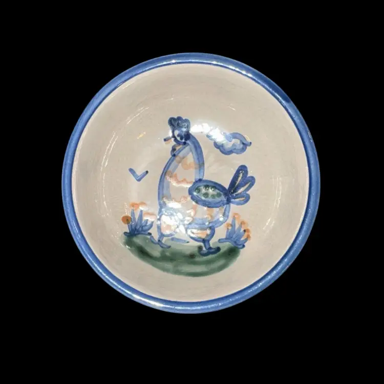 M.A. Hadley Pottery Lot of 4 5.5” Bowls Lamb Cow Horse Chicken Rooster Stoneware