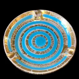 Beautiful Tabletop Ashtray Ocean Blue Gold Made in Italy Bitossi??
