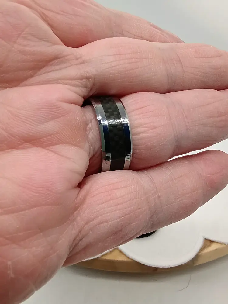 Tungston Carbide Unisex Fashion Ring Wedding Band 8MM Basket weave Inlay