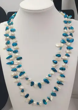 Blue & White Baroque Cultured Pearl Necklace
