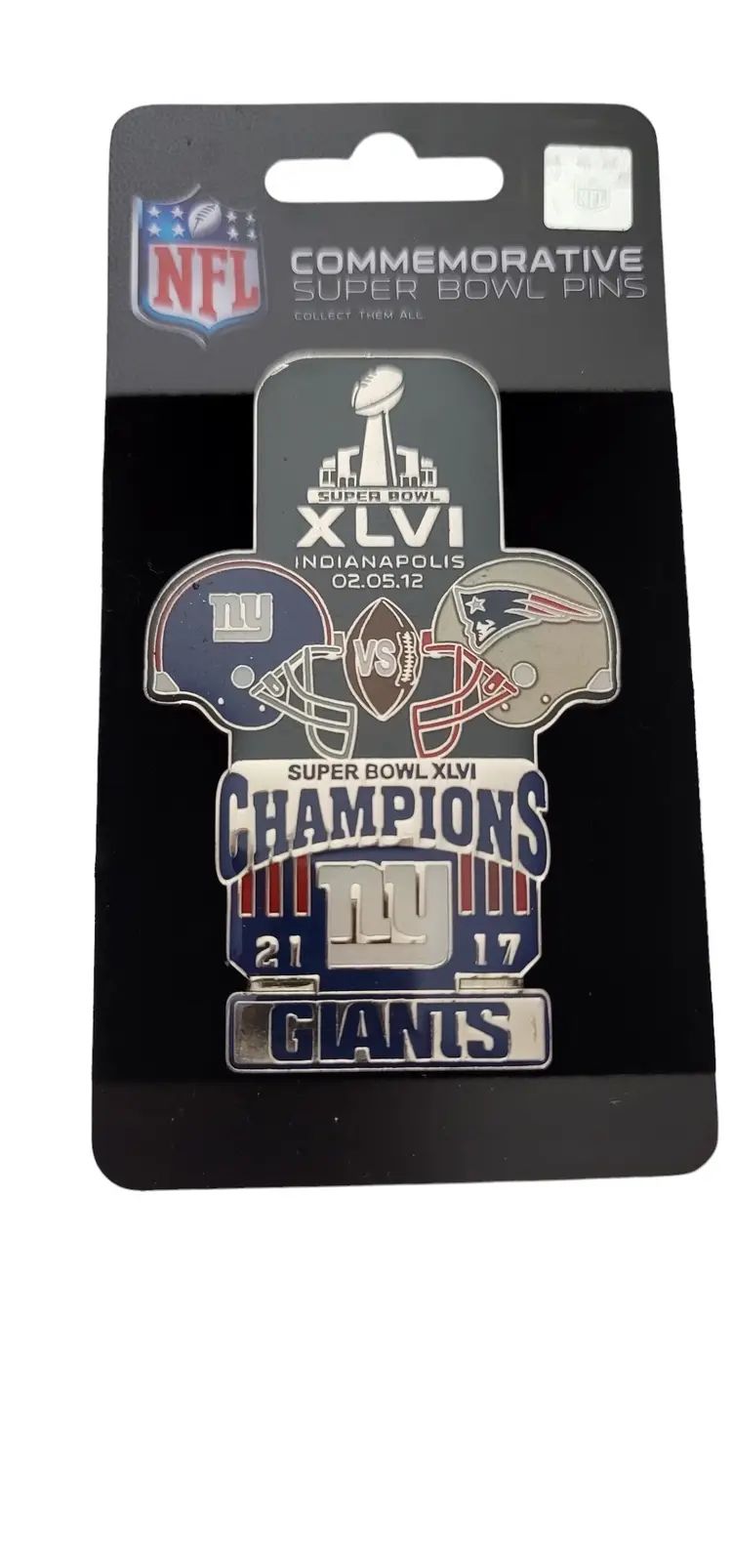 NFL 2012 XLVI Giants Commemorative Super Bowl Pin E655
