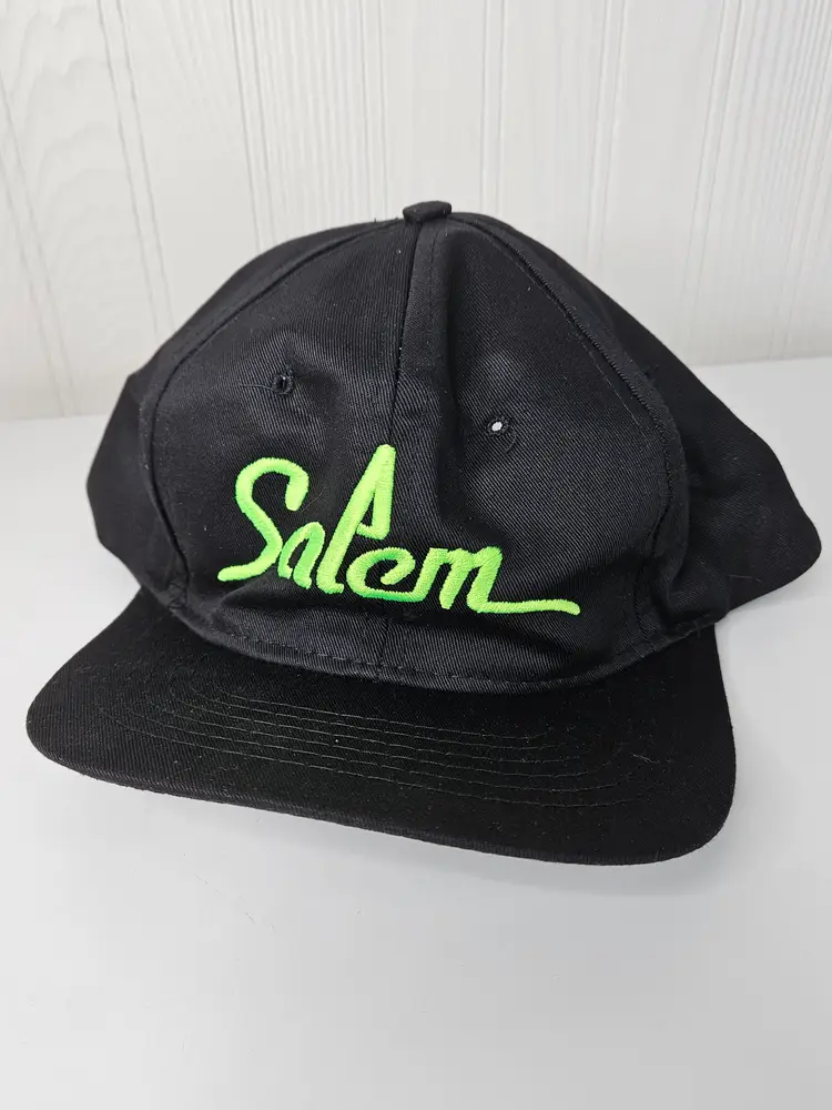 Vintage 1990s Salem Cigarette Hat Snapback Black Neon Green Adjustable Promo Cap