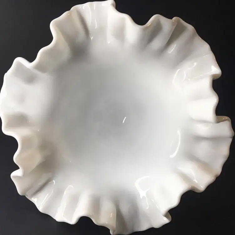Vtg FENTON Milk Glass Thumbprint  Olde Virginia Pedestal Nut Dish Compote