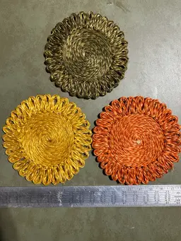 Set Of 3 Vintage Woven Trivets