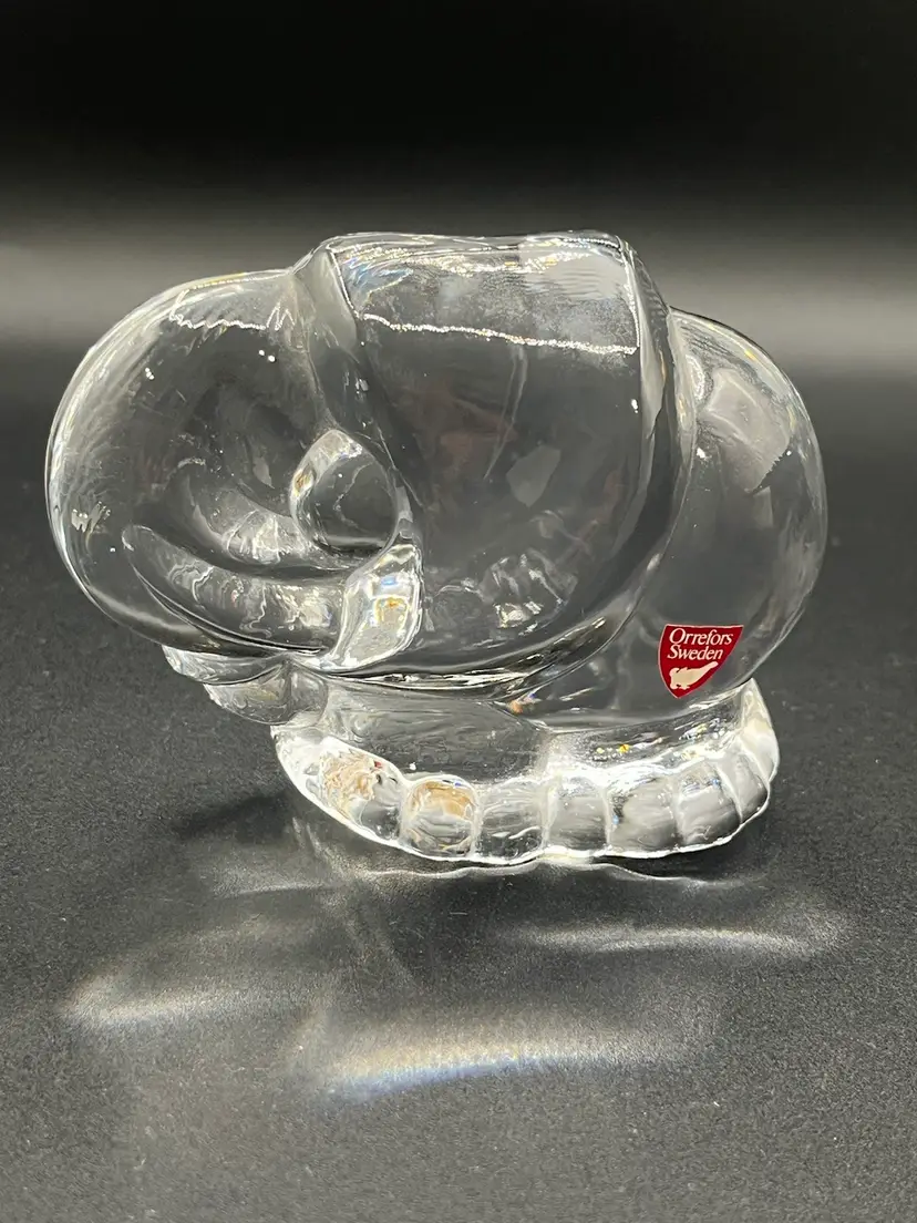 Orrefors Sweden Crystal Elephant Paperweight Figurine 5”🐘