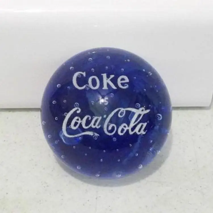 Vintage COKE IS COCA COLA Art Glass Paperweight