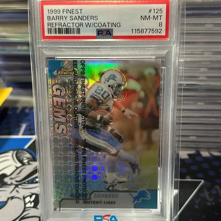 Barry Sanders 1999 Finest Refractor W/Coating PSA 8 Detroit Lions