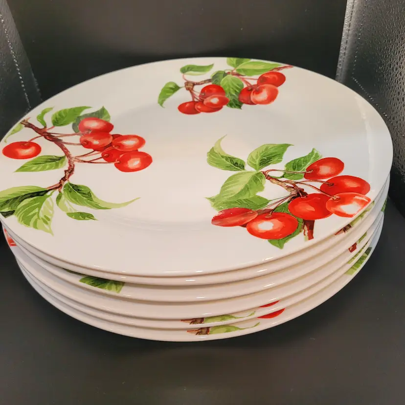 Set of 6 Royal Norfolk Juicy Fruit Pie Cherry 10 in Plates