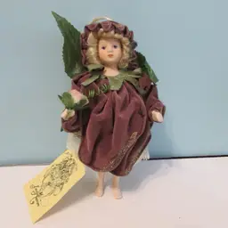 vintage Kurt Adler flower fairy doll purple Christmas ornaments