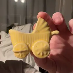 Vintage planter- mini yellow baby carriage