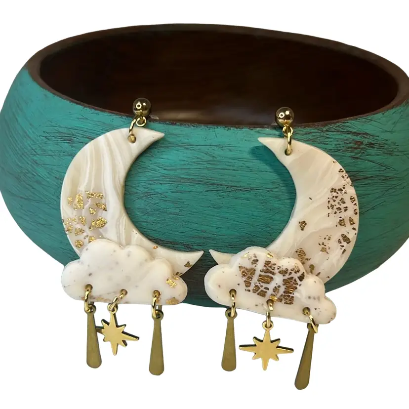 Moon, Cloud And Star Earrings