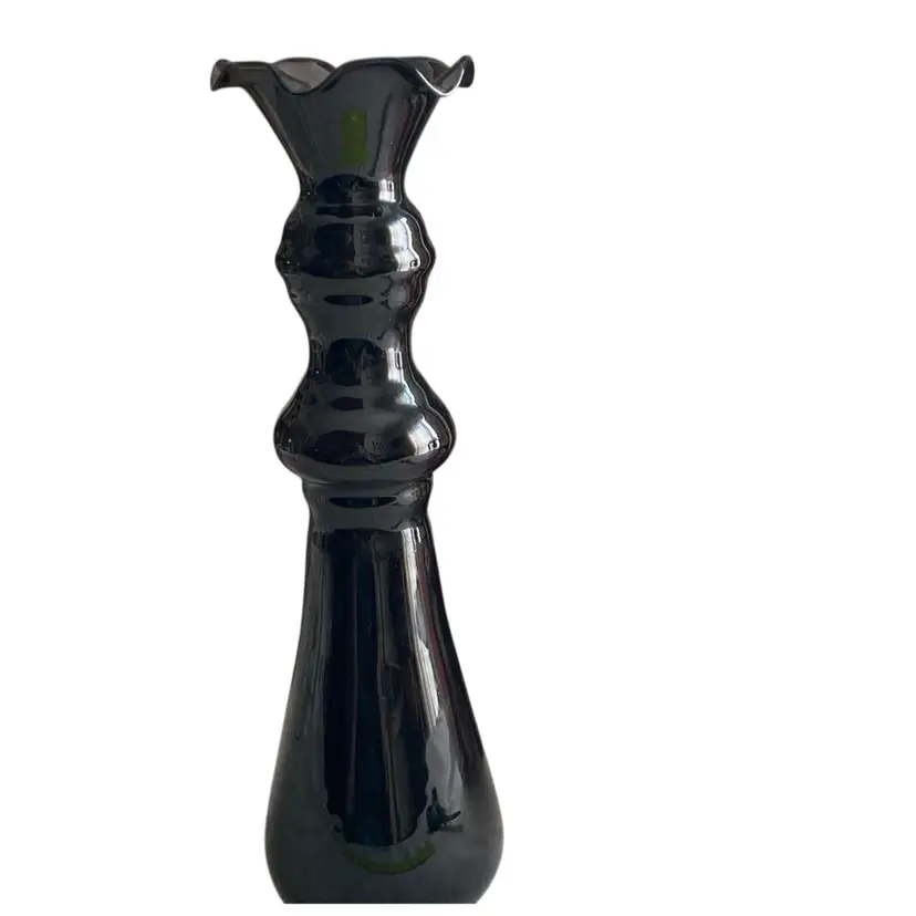 Vintage Black Amethyst Glass Vase