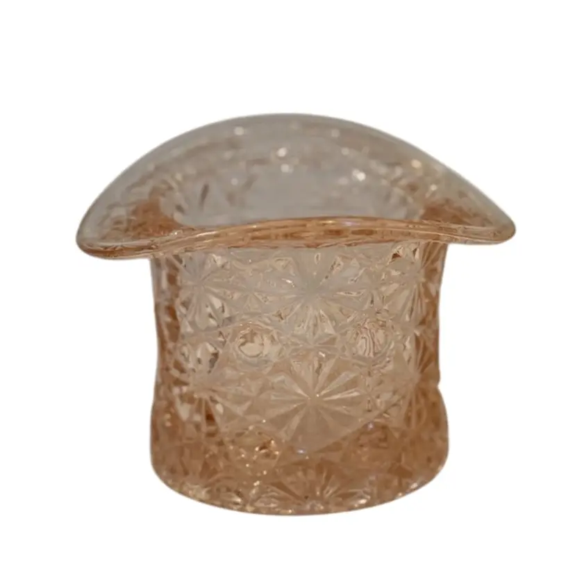 Large Indiana Glass Daisy & Button Pink Depression Glass Top Hat Vase Trinket