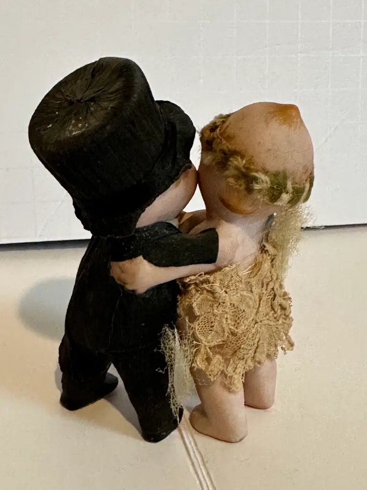 Antique 1913 Rose O’Neill German Bisque Kewpie Wedding Couple w/ Clothing