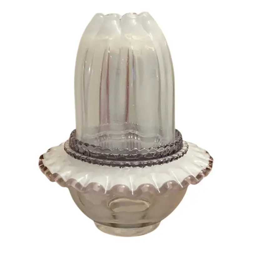 Fenton 3-piece French Opal/ Violet Rib Optic Undecorated Fairy Light 7” X 5 7/8”