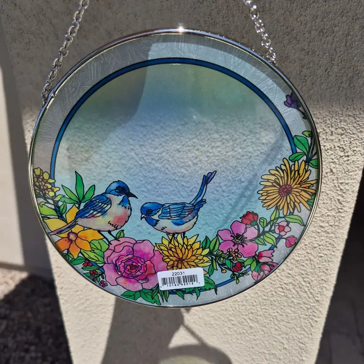 Bridgeton Hall Handcrafted Glass Art Suncatcher Chain - Birds & Flowers - 22031