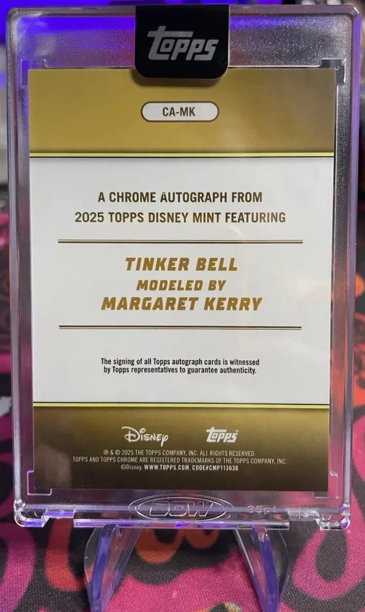 2025 Topps Chrome Disney Mint Tinker Bell modeled by Margaret Kerry Auto /75 SSP