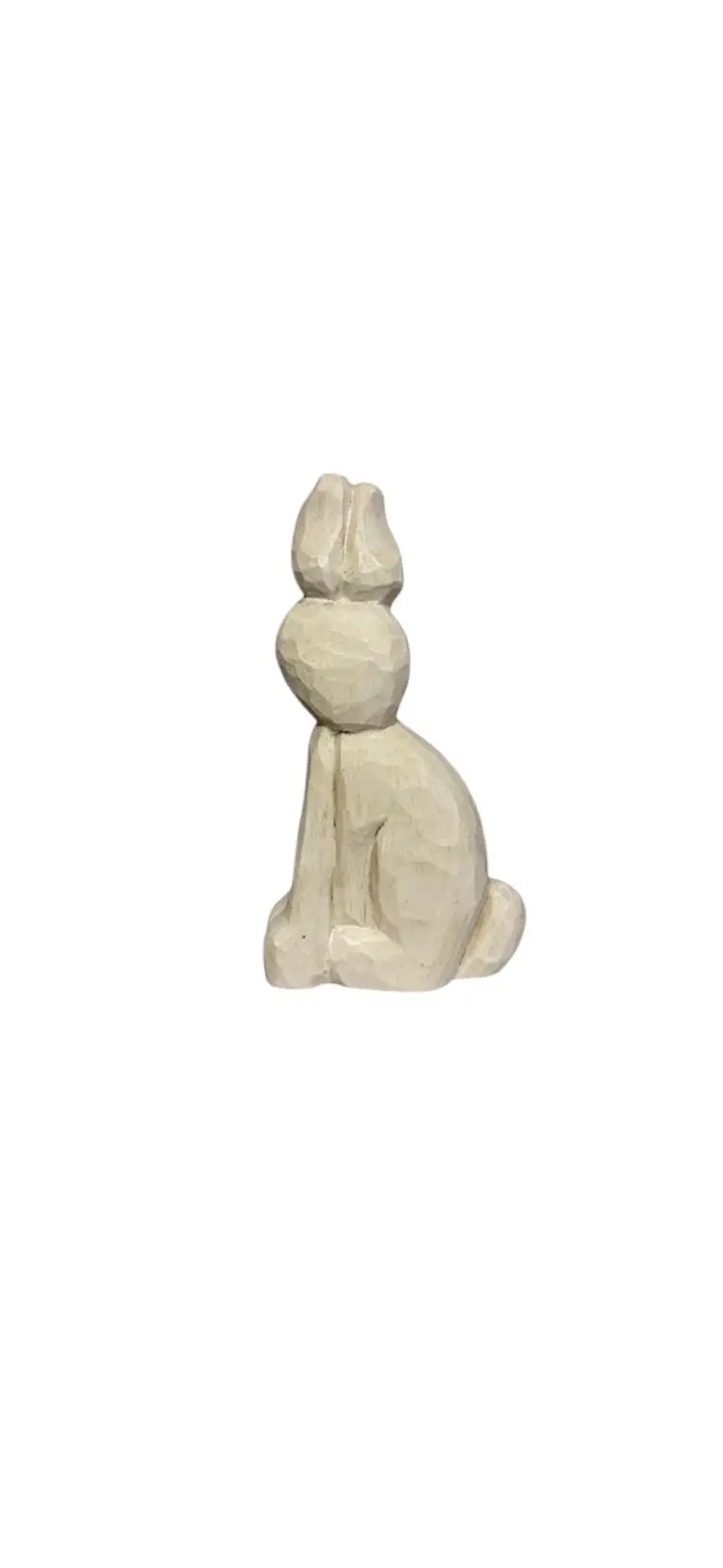 Vintage Eddie Walker Rabbit Figurine Wood Distressed Finish White 6.5”H