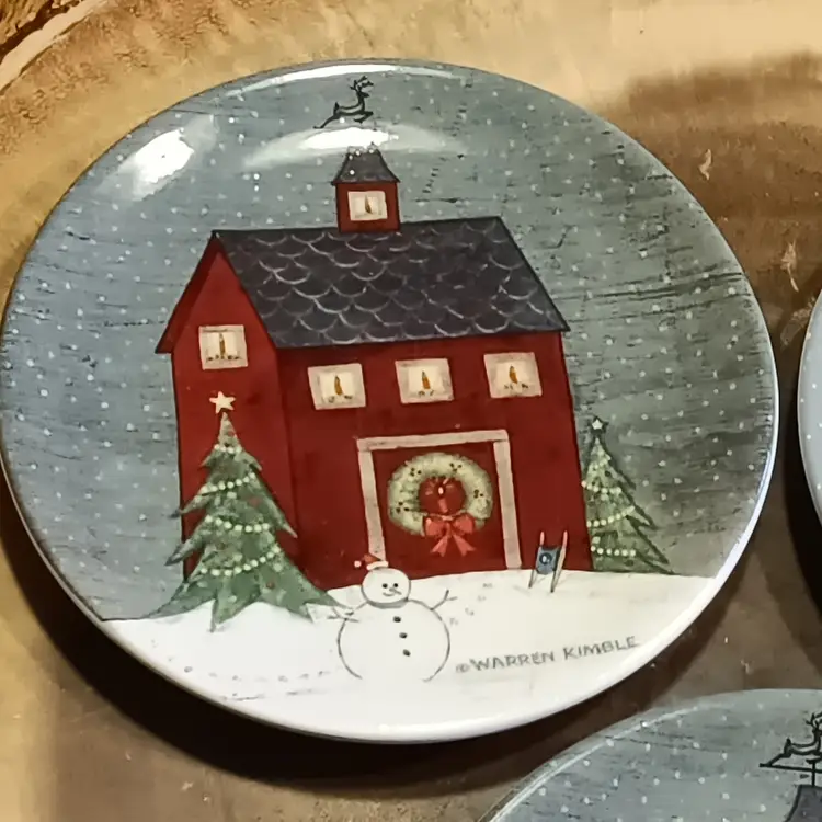 Warren Kimble Small Christmas Plates Set Of 3