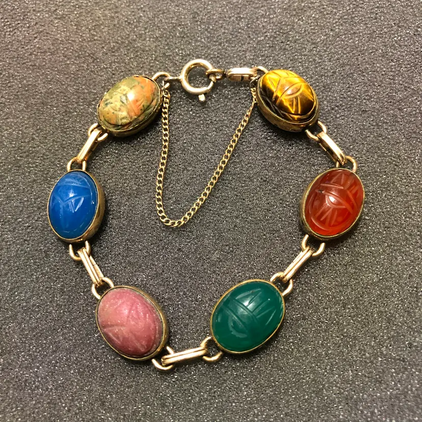 Vintage Stunning Egyptian Revival Scarab Bracelet