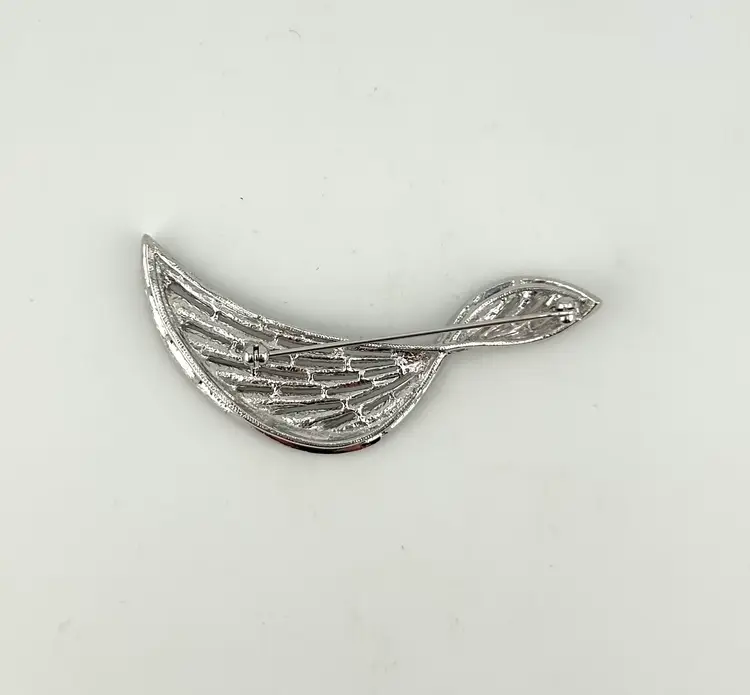 Vintage Silver Tone Rhinestone Brooch 3.25”x 1.5”