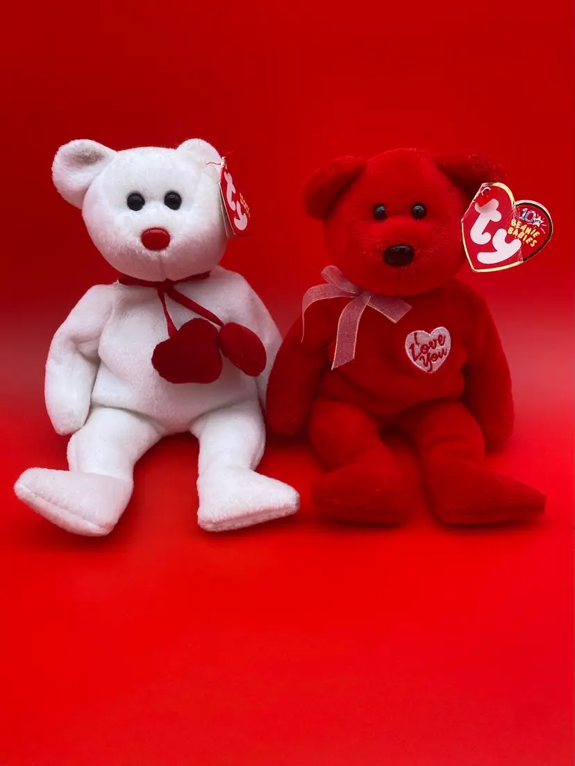 Ty Pair of Love Themed Beanie Babies w/ Tags - Secret & Truly - VTG 2003-2004
