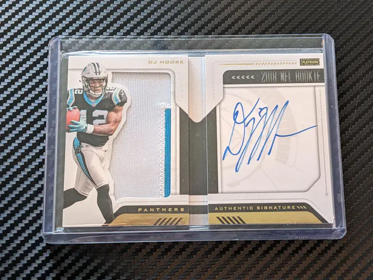 DJ Moore 2018 Panini Playbook - Player Worn Patch On Card Auto Booklet 41/99 #216