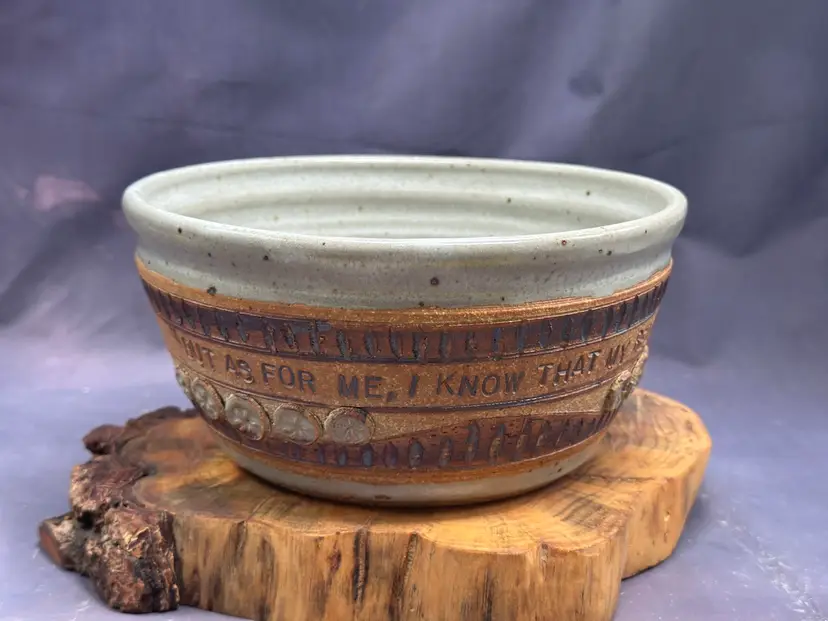SALE Down To Earth Pottery ‘ But As For Me By Ed Schrock Biblical Stoneware Bowl