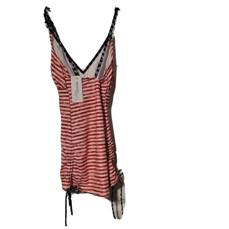 Cali Waves American Flag Womens Juniors Medium Swim tankini Red White Blue NWT