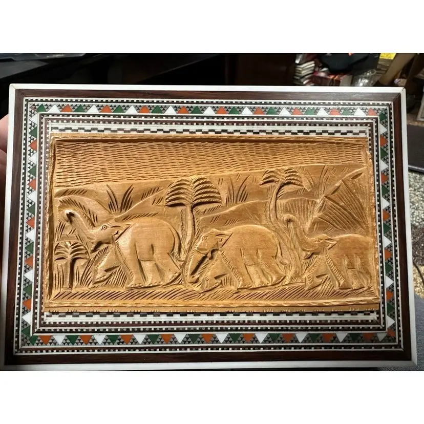Hand-Carved Anglo-Indian Jewelry Box - Exotic Bone and Wood