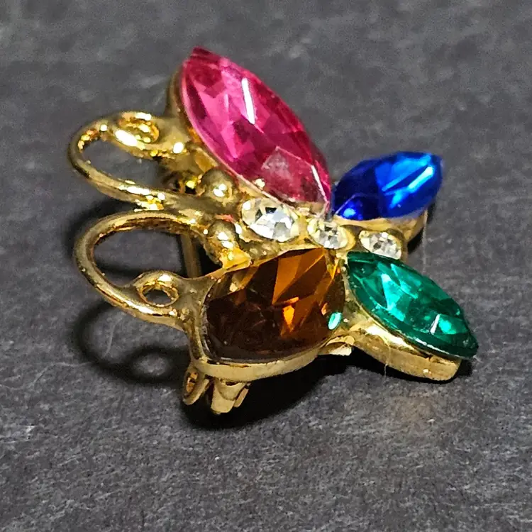 Vibrant Goldtone Butterfly Brooch Pin Made In Taiwan!!!