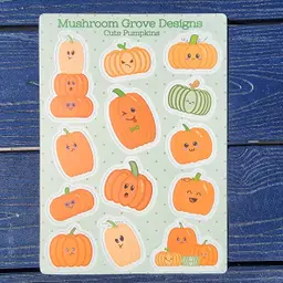 Cute Pumpkins 5x7" Vinyl Sticker Sheet - Made by Me