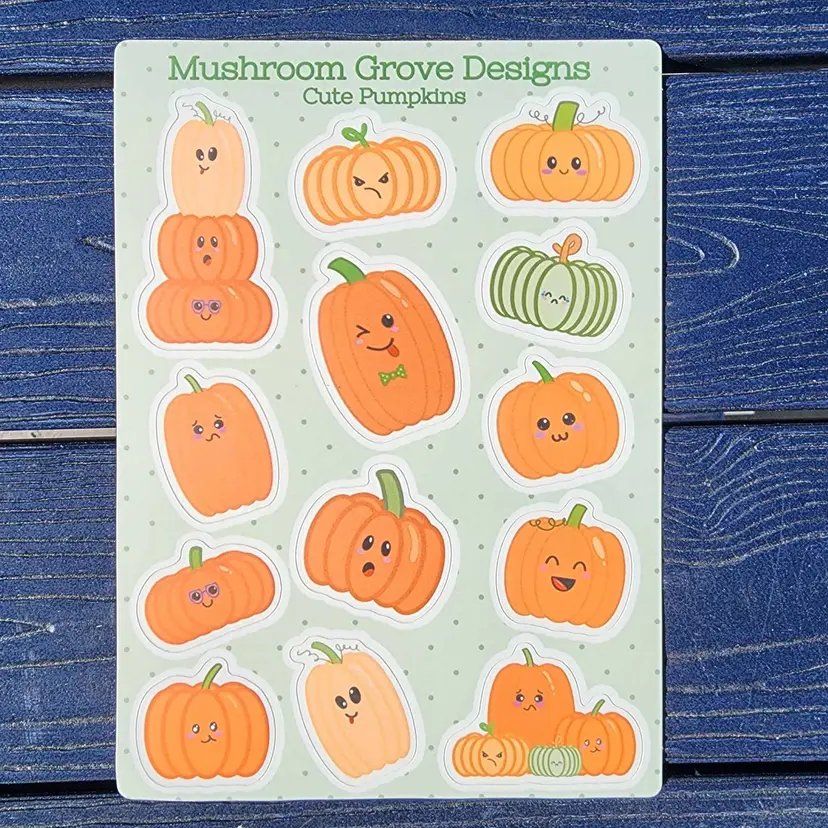 Cute Pumpkins 5x7" Vinyl Sticker Sheet - Made by Me