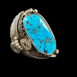 Navajo Sterling & Turquoise Ring Sz 10 Signed M Thomas Jr