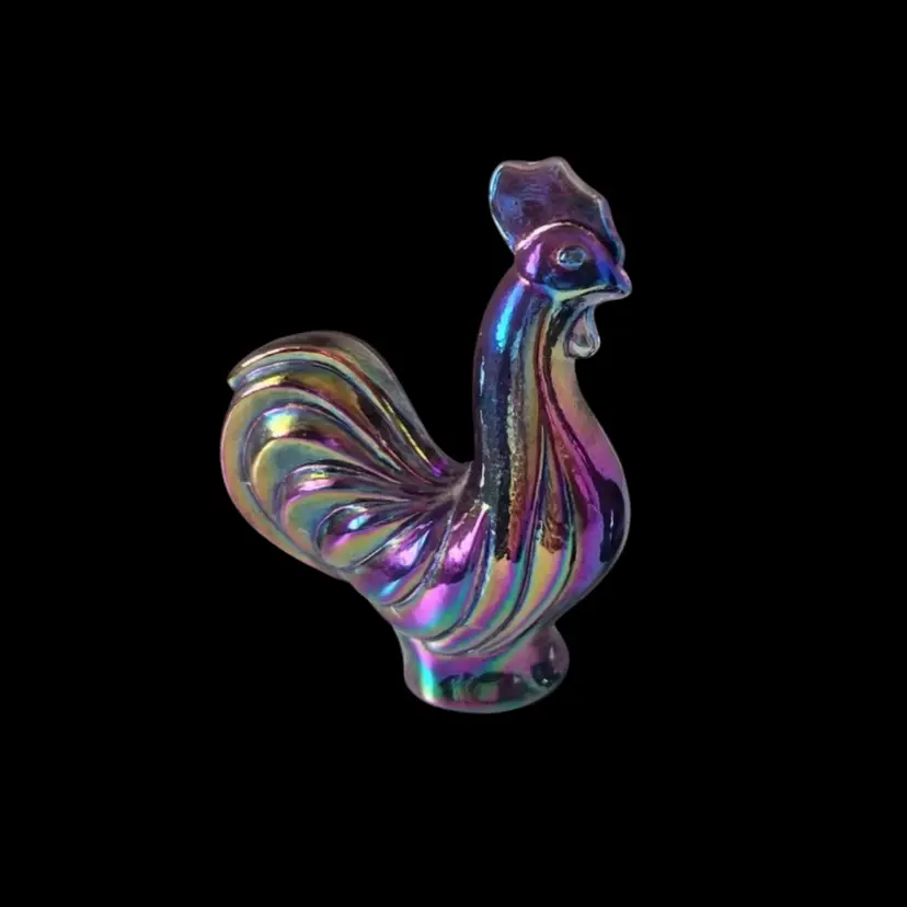Fenton Amethyst Iridescent Glass Rooster