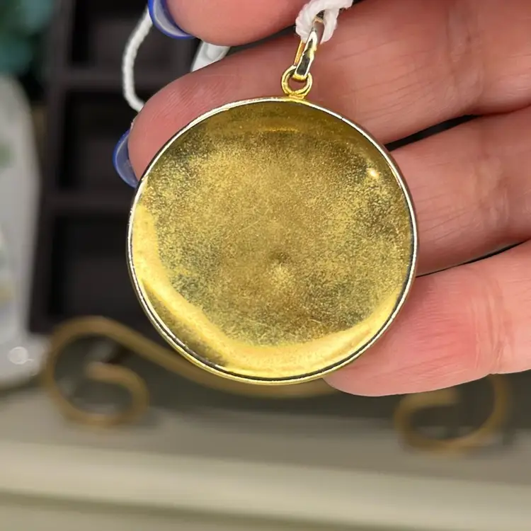 Vintage Damascene Gold Plate PENDANT Bird FLORAL