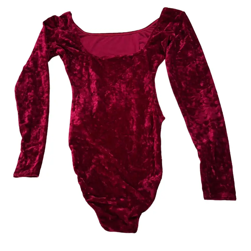 Vtg. Long Sleeve Velour Body Suit Leotard Raspberry Cheetah by Mervyn's Large