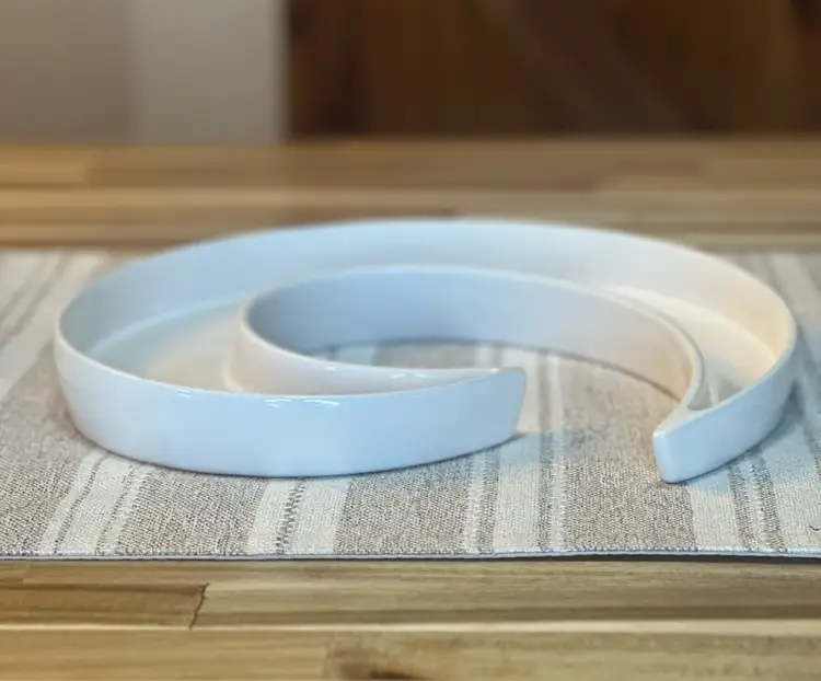 Faria & Bento White Ceramic Crescent Swirl Shaped Serving Dish Made In Poland