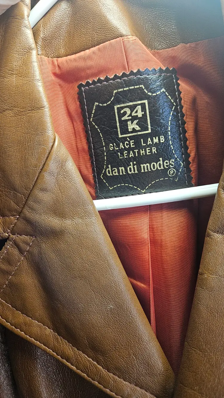 24K Glacé Lamb Leather Dan Di Modes Women’s Brown Vintage Coat