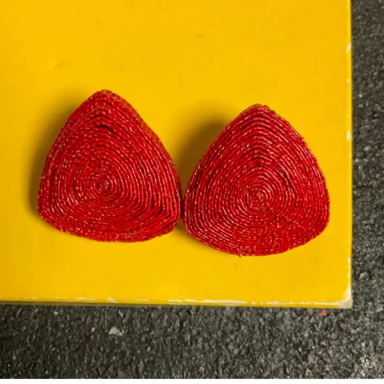 90s Red Triangle Earrings