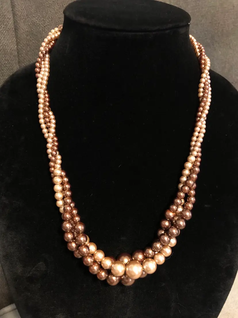 Vintage Faux Pearl Multi-Strand Twisted Necklace