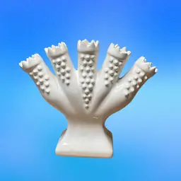 19. Vintage Portuguese Ceramic Vase: Five Finger Hobnail Design