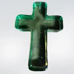 Sun-catcher Cross Recycled Glass Wall Hanger Green Thick Wall Art Hanging