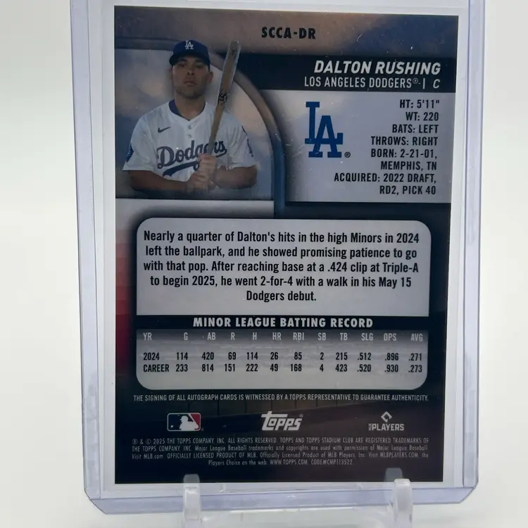 Dalton Rushing 2025 Stadium Club Chrome Auto