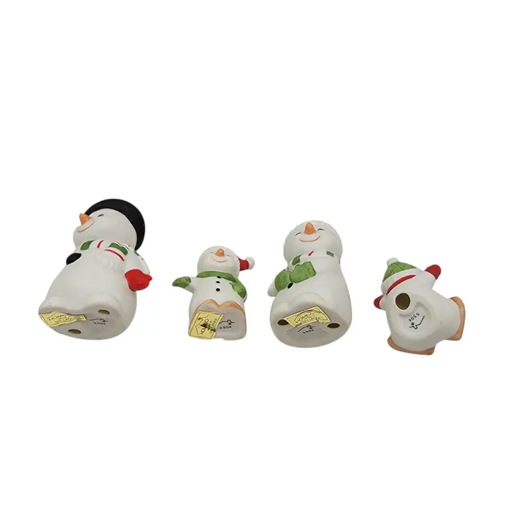 HOMCO Mini Bisque Snowman Family Figurines Vintage Christmas